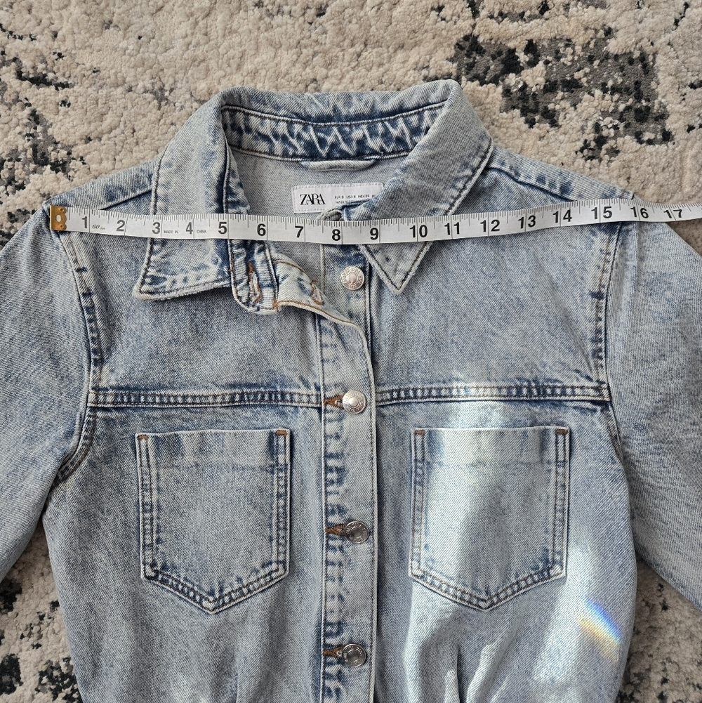 Zara Light Blue Denim Button Dawn Mini Dress Sz SMALL - Picture 10 of 13